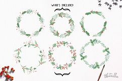 Watercolor Wonderland Holly Festive Wreaths Garlands Painted Product Image 5