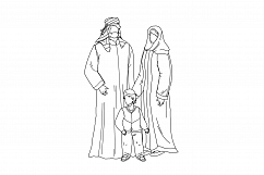 Arab Family People Father, Mother And Son Vector Product Image 1