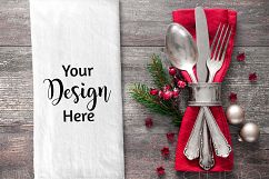 Christmas Kitchen Towel Flat Lay Mockup Product Image 2