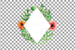 Watercolor floral wild leaves frames, printable borders Product Image 7