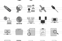 111 Networking &amp; Printers Flat Greyscale Icons Product Image 2