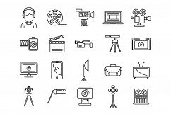 Video cameraman icons set, outline style Product Image 1