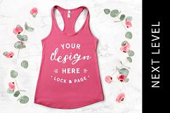 Hot Pink Next Level 1533 Mockup Tank Top Vest Floral Marble Product Image 1