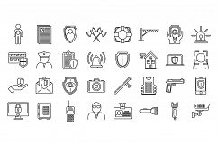 Security personal guard icons set, outline style Product Image 1