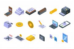 Cipher icons set, isometric style Product Image 1