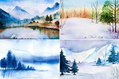 Winter Landscapes set#2. Watercolor. Product Image 2