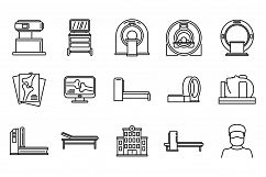 Mri scan icons set, outline style Product Image 1