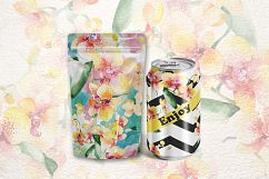 Yellow orchid bouquet PNG watercolor design set Product Image 5