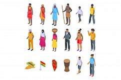 African people icons set, isometric style Product Image 1