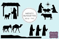 Christmas Nativity Silhouettes Digital Art Set Clipart Product Image 1