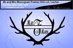 Mr and mrs monogram / mr and mrs circle monogram vector / antler monogram svg / SVG / Eps /Dxf / Png Product Image 3