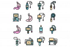 Endoscope icons set vector flat Product Image 1