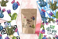 Cool Cacti tropical flower PNG watercolor set Product Image 6
