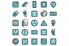 Power socket icons vector flat Product Image 1