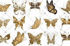 15 Gold Glitter Foil Butterfly Clip Arts Product Image 2