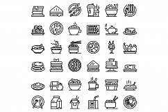 Lunch icons set, outline style Product Image 1