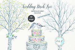 Watercolor Wedding Birch Tree Product Image 1