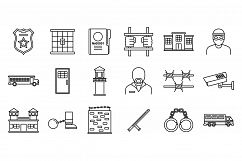 Prison human icons set, outline style Product Image 1