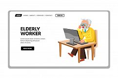 Elderly Worker Working At Computer Screen Vector Product Image 1