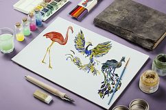 Watercolor birds set Product Image 5