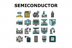 Semiconductor Manufacturing Plant Icons Set Vector Product Image 1