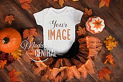 Blank Baby White Fall Onepiece Bodysuit Apparel Mockup, JPG Product Image 1