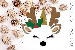 Christmas Unicorn Reindeer SVG | Cut Out | Commercial Use Product Image 1