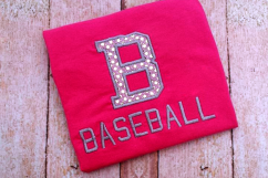 B for Baseball Applique Embroidery Design Product Image 2