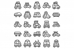 Car roof box icons set, outline style Product Image 1