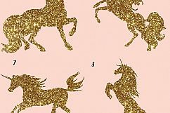 Gold glitter and Galaxy Unicorns Clipart Product Image 3