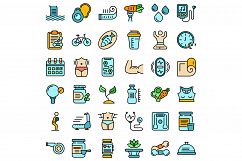 Healthy lifestyle icons set vector flat Product Image 1