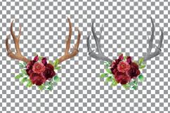 Watercolor Floral Deer horn clipart, Indian Tribal deer horn Product Image 2