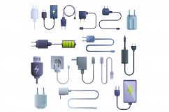 Charger icons set, cartoon style Product Image 1