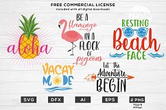 Summer Vibes Bundle of 15 Designs - SALE - Files for Cutting Machines Cameo Cricut, Flamingo, Be A Pineapple, Shady Beach, Vacation, Spring Product Image 2