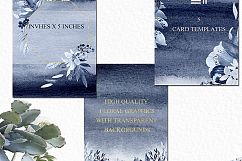 Dainty blue watercolor clipart. Navy blue wedding design. Product Image 5