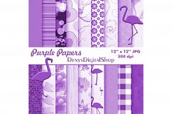 Purple Digital Paper, Purple Paper Flowers, Purple Paper Product Image 1