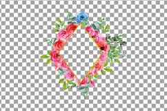 Boho pink and blue floral frames watercolor clip art pack Product Image 19