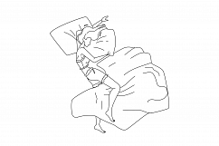 Woman Asleep At Night In Comfortable Bed Vector Product Image 1