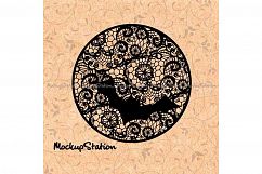 Bat Moon Halloween Lace Mandala svg Zentangle Boho Fall Product Image 1