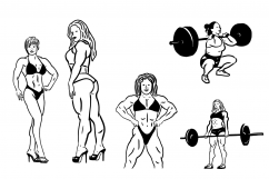 Female Bodybuilder and Fitness Line Drawings Series 2 Product Image 3