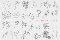 Hand drawn Sketched Flower Vectors Product Image 2
