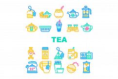 Tea Healthy Drink Collection Icons Set Vector Product Image 1