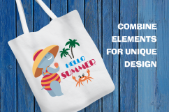 Summer. Amusing hippopotamuses and flamingo. Vector clip arts. Product Image 3