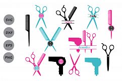 Hairdresser SVG Cut Files, Hairstylist SVG, Hairdresser Monogram SVG, Hairdresser Scissors Svg, Dxf, Svg, Silhouette Svg, Commercial Use. Product Image 1