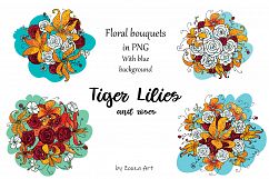 Tiger Lilies &amp; Roses - clip-art Product Image 11