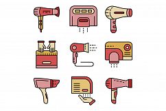 Dryer icons set line color vector Product Image 1