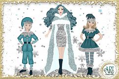 Christmas Snow Queen in Turquoise and Silver 25 PNG images Product Image 6
