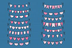 Cute Valentine love buntings clipart pink clip art Product Image 2
