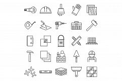 Tiler worker icons set, outline style Product Image 1