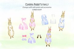 Cumbria Rabbit Family, Mum, Dad, Sisters, Watercolor Illustration  Product Image 6